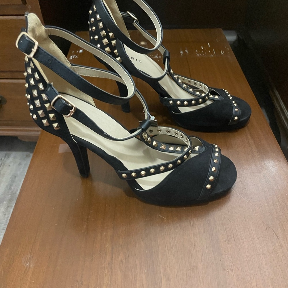 Torrid T strap high heel with gold studs